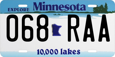MN license plate 068RAA