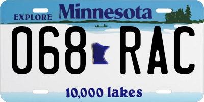 MN license plate 068RAC