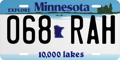 MN license plate 068RAH