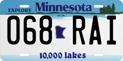 MN license plate 068RAI
