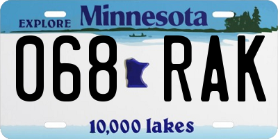 MN license plate 068RAK