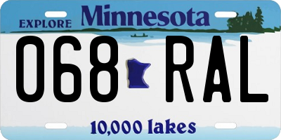 MN license plate 068RAL