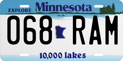 MN license plate 068RAM