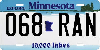 MN license plate 068RAN