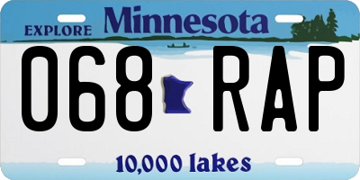 MN license plate 068RAP