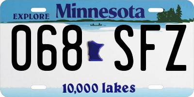 MN license plate 068SFZ