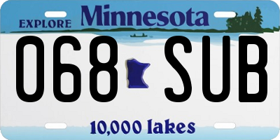 MN license plate 068SUB