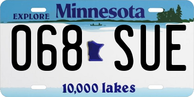 MN license plate 068SUE