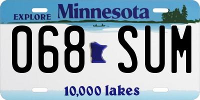MN license plate 068SUM