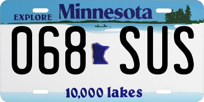 MN license plate 068SUS