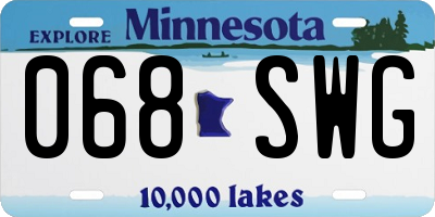 MN license plate 068SWG
