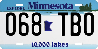 MN license plate 068TBO