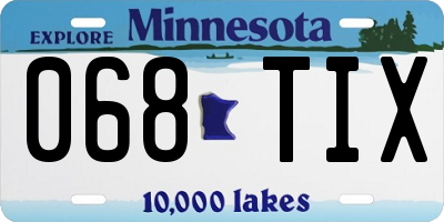 MN license plate 068TIX