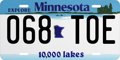 MN license plate 068TOE