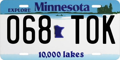MN license plate 068TOK