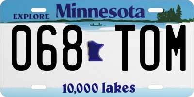 MN license plate 068TOM