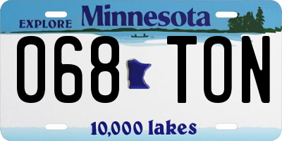 MN license plate 068TON