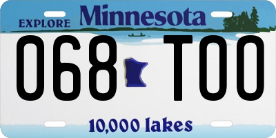 MN license plate 068TOO