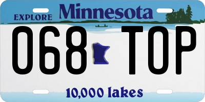 MN license plate 068TOP