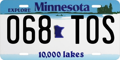 MN license plate 068TOS
