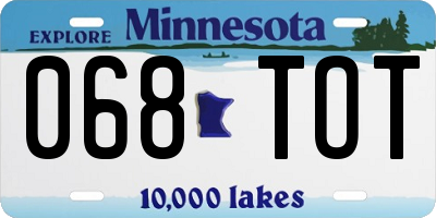 MN license plate 068TOT