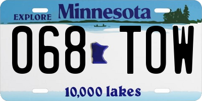 MN license plate 068TOW