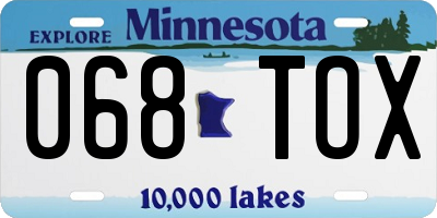 MN license plate 068TOX