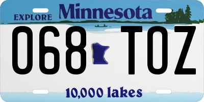 MN license plate 068TOZ
