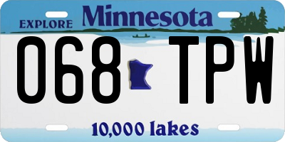 MN license plate 068TPW