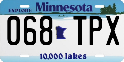 MN license plate 068TPX