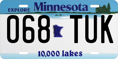 MN license plate 068TUK