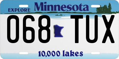 MN license plate 068TUX