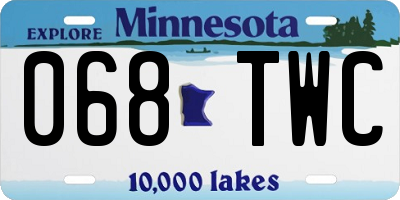 MN license plate 068TWC
