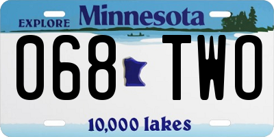 MN license plate 068TWO