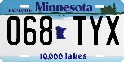 MN license plate 068TYX