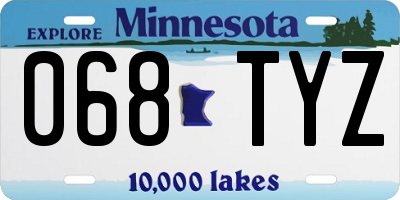 MN license plate 068TYZ