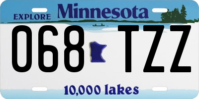 MN license plate 068TZZ