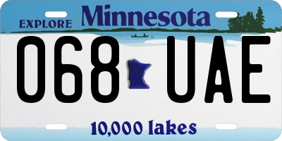 MN license plate 068UAE