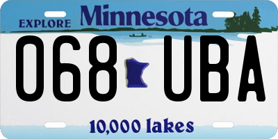 MN license plate 068UBA