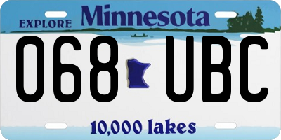 MN license plate 068UBC