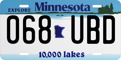 MN license plate 068UBD