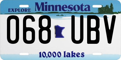 MN license plate 068UBV