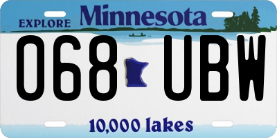 MN license plate 068UBW
