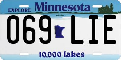 MN license plate 069LIE