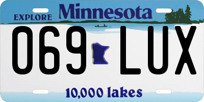 MN license plate 069LUX
