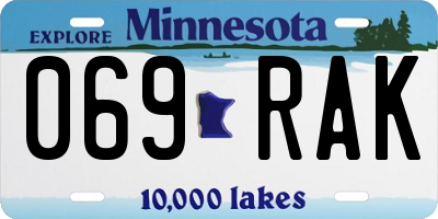 MN license plate 069RAK