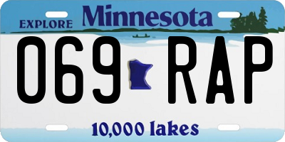 MN license plate 069RAP