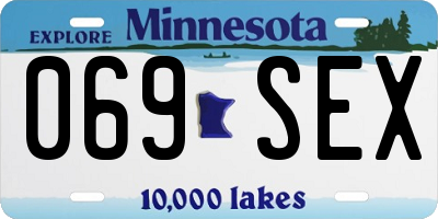 MN license plate 069SEX