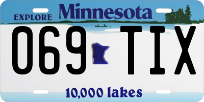 MN license plate 069TIX