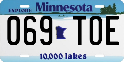MN license plate 069TOE